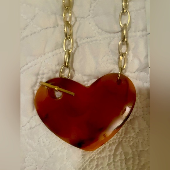 Heart Necklace Vintage Tortoise Shell - Picture 2 of 6